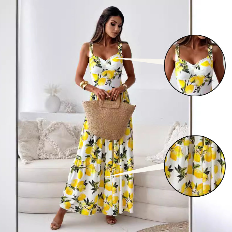 Nomii™ | Long Summer Dress With Lemon Print