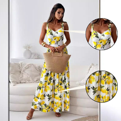 Nomii™ | Long Summer Dress With Lemon Print