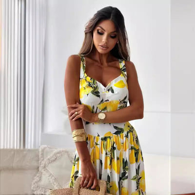 Nomii™ | Long Summer Dress With Lemon Print