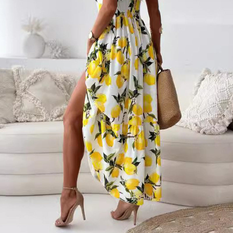 Nomii™ | Long Summer Dress With Lemon Print