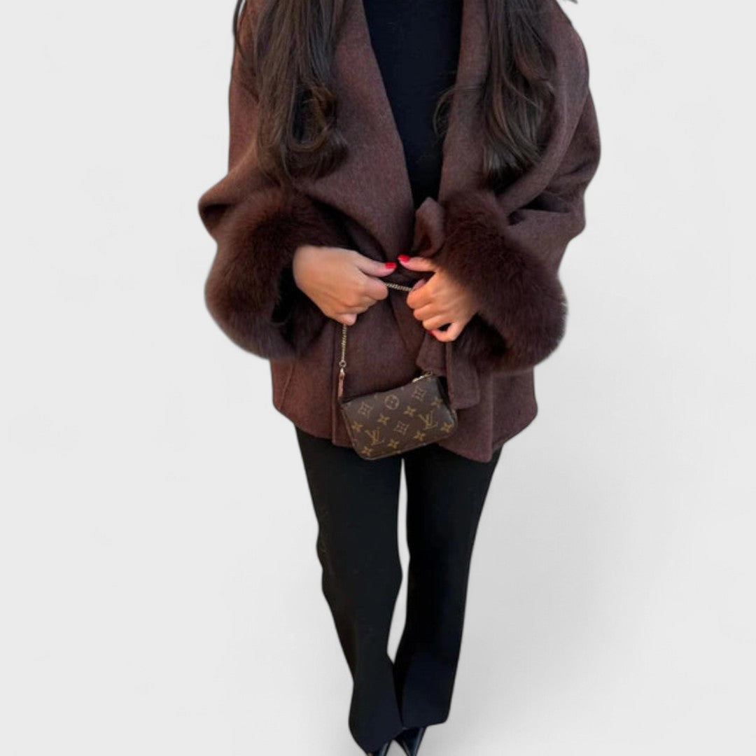 Woolcat™ | Elegant Coat with Faux Fur Details