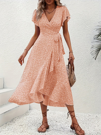 Myrthe™ - Pink With Print Long Ibiza Dress