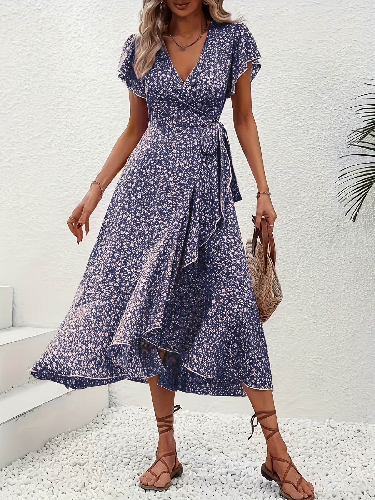 Myrthe™ - Pink With Print Long Ibiza Dress