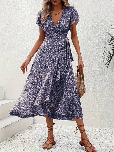 Myrthe™ - Pink With Print Long Ibiza Dress