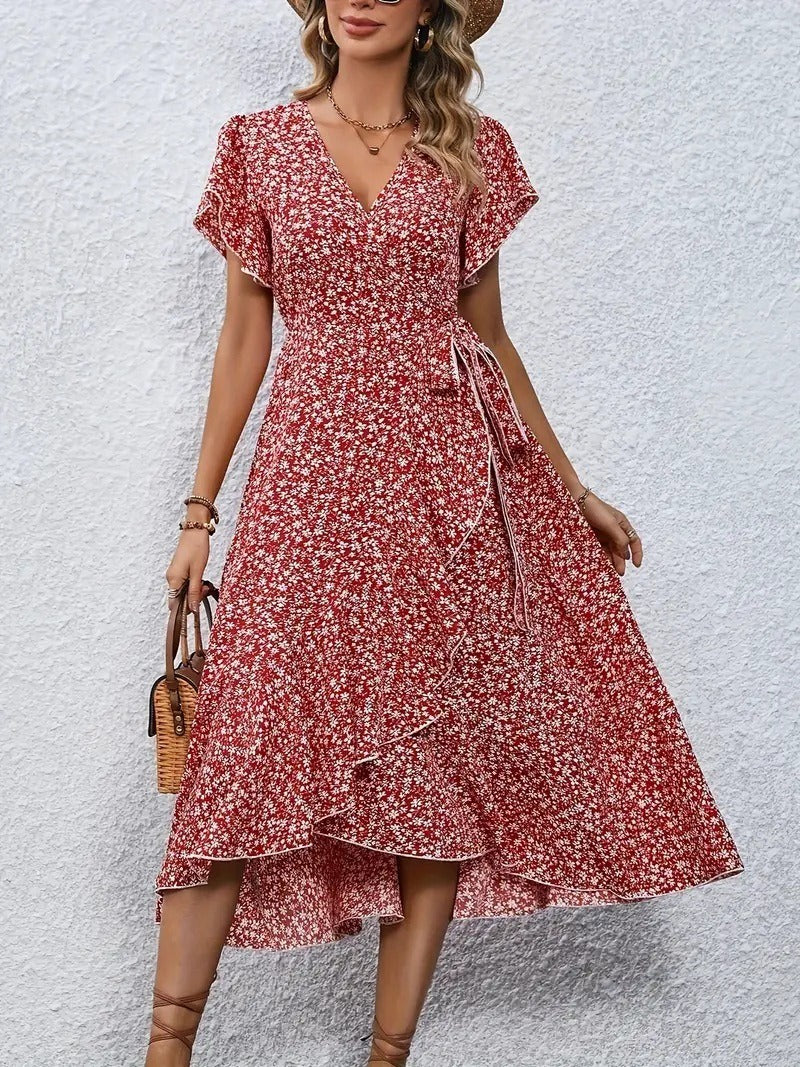 Myrthe™ - Pink With Print Long Ibiza Dress