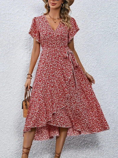 Myrthe™ - Pink With Print Long Ibiza Dress