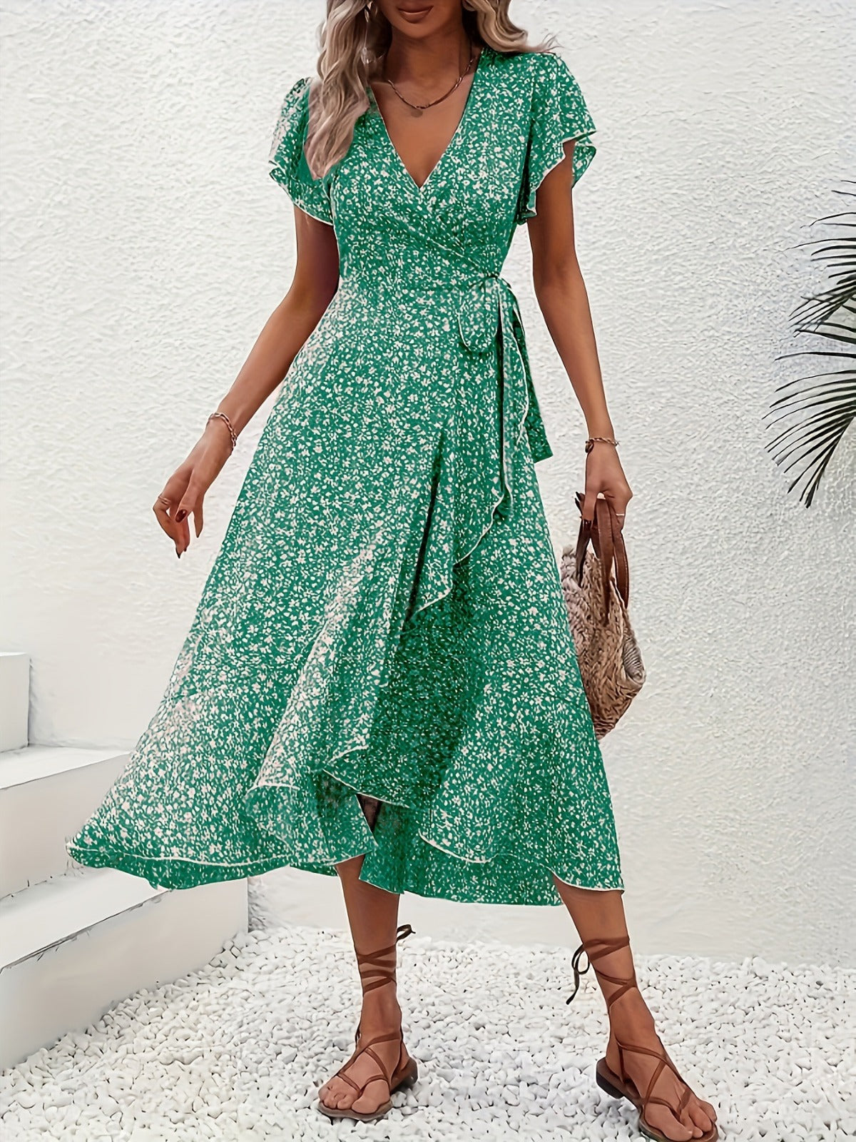 Myrthe™ - Pink With Print Long Ibiza Dress