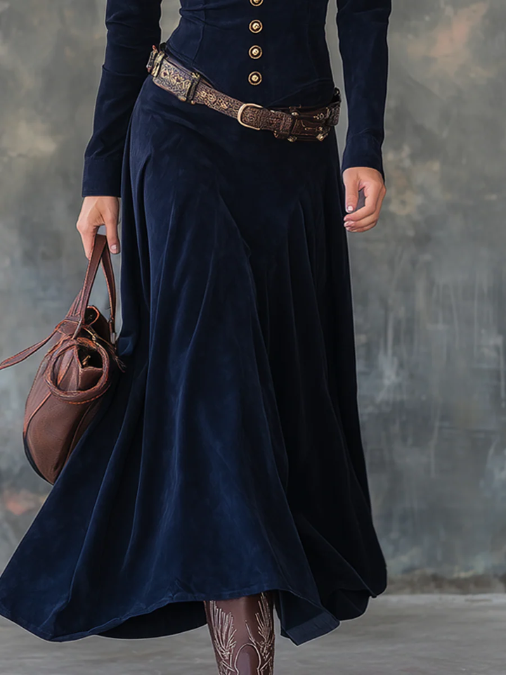 Milana™ | Suede Maxi Dress with Slit