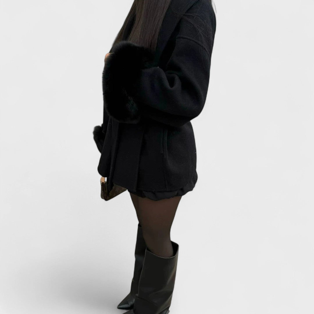 Woolcat™ | Elegant Coat with Faux Fur Details
