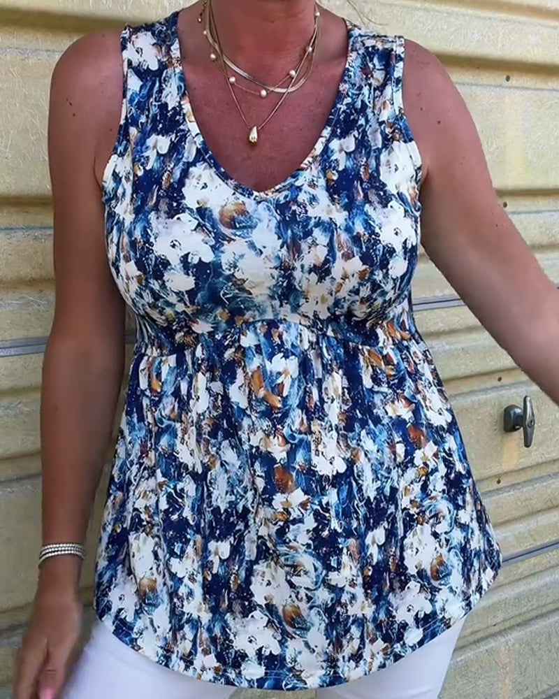 Ally™ | Linen Sexy Patterned Sleeveless Top