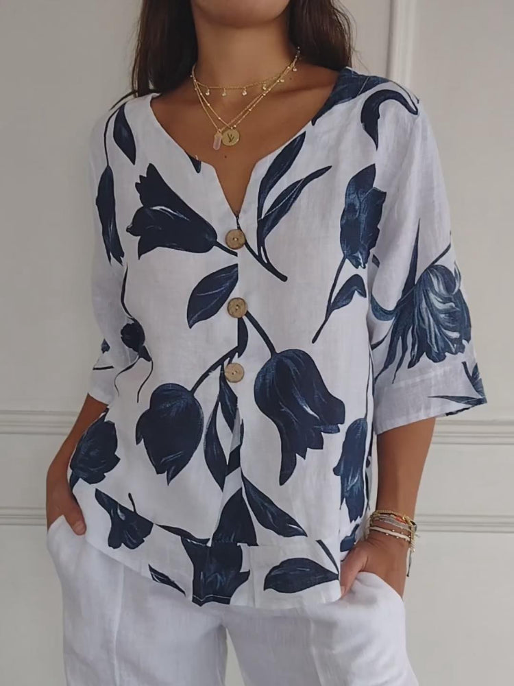 Maxime™ | Floral Button Blouse