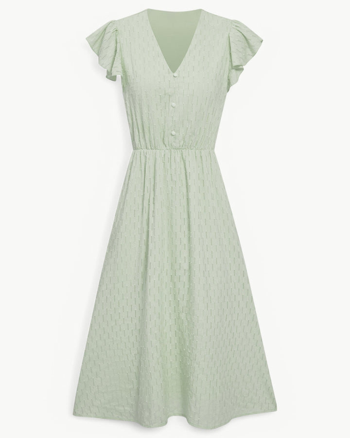 Lara™ | Dress with V-neck and Ruffled Sleeves