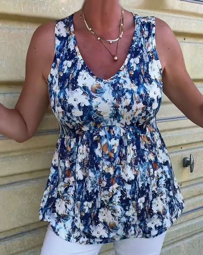 Ally™ | Linen Sexy Patterned Sleeveless Top