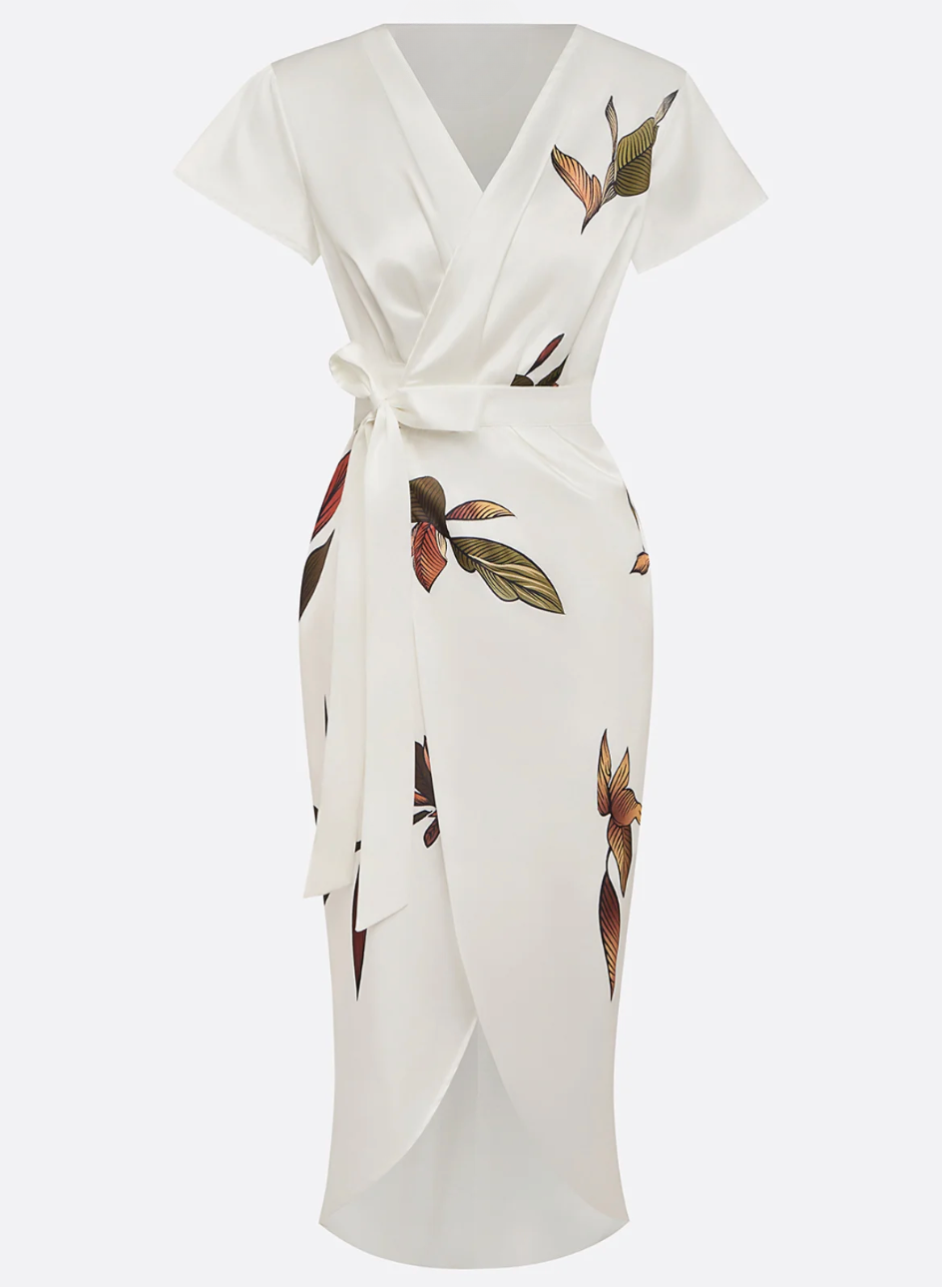 Payton™ | Elegant White Satin Midi Dress