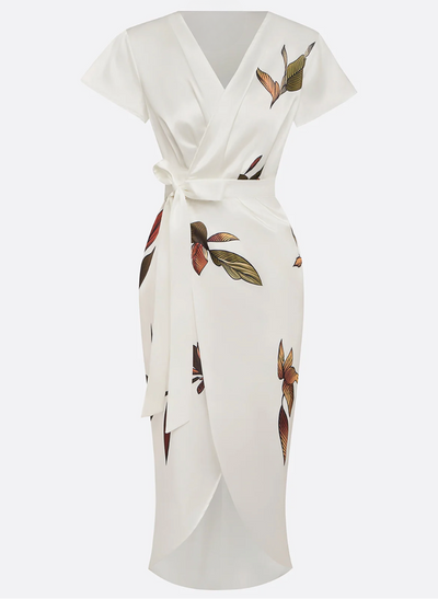 Payton™ | Elegant White Satin Midi Dress
