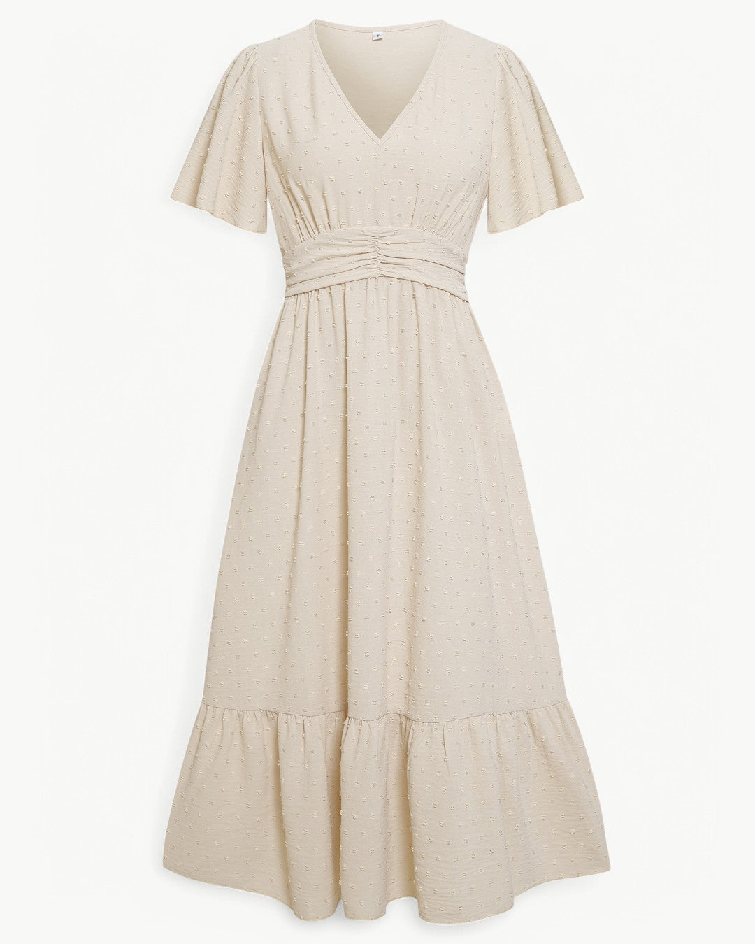 Renee™ | V-Neck Calf-Length Dress with Short Sleeves