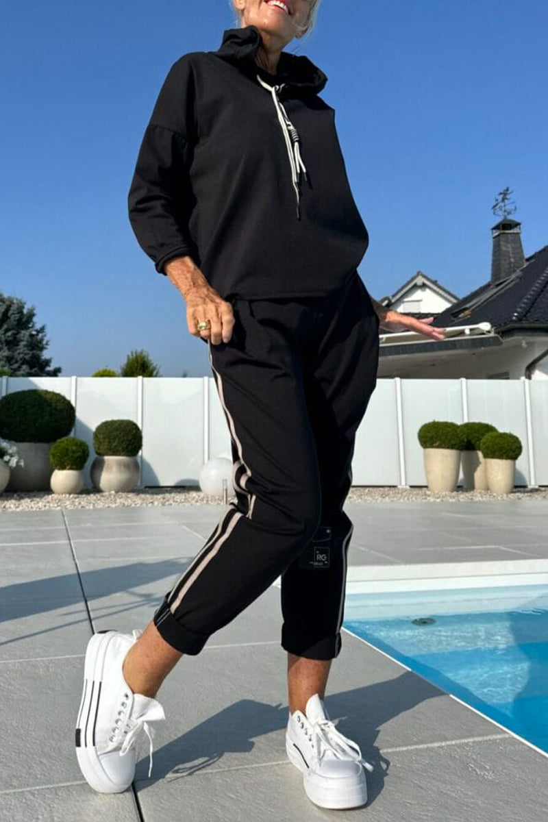 Payton™ | Drawstring Hoodie Top with Striped Pants