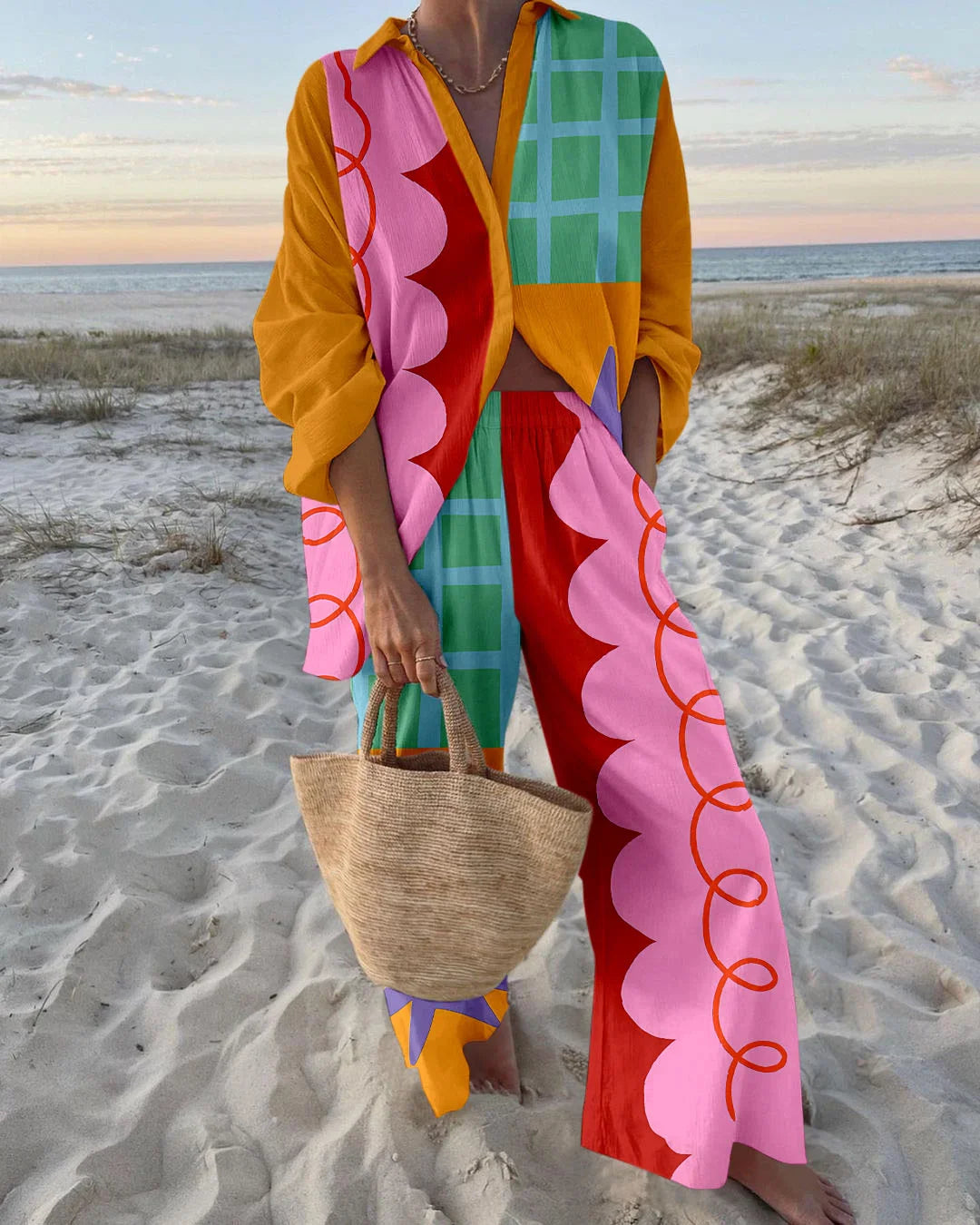 Multicolor Printed Linen Set