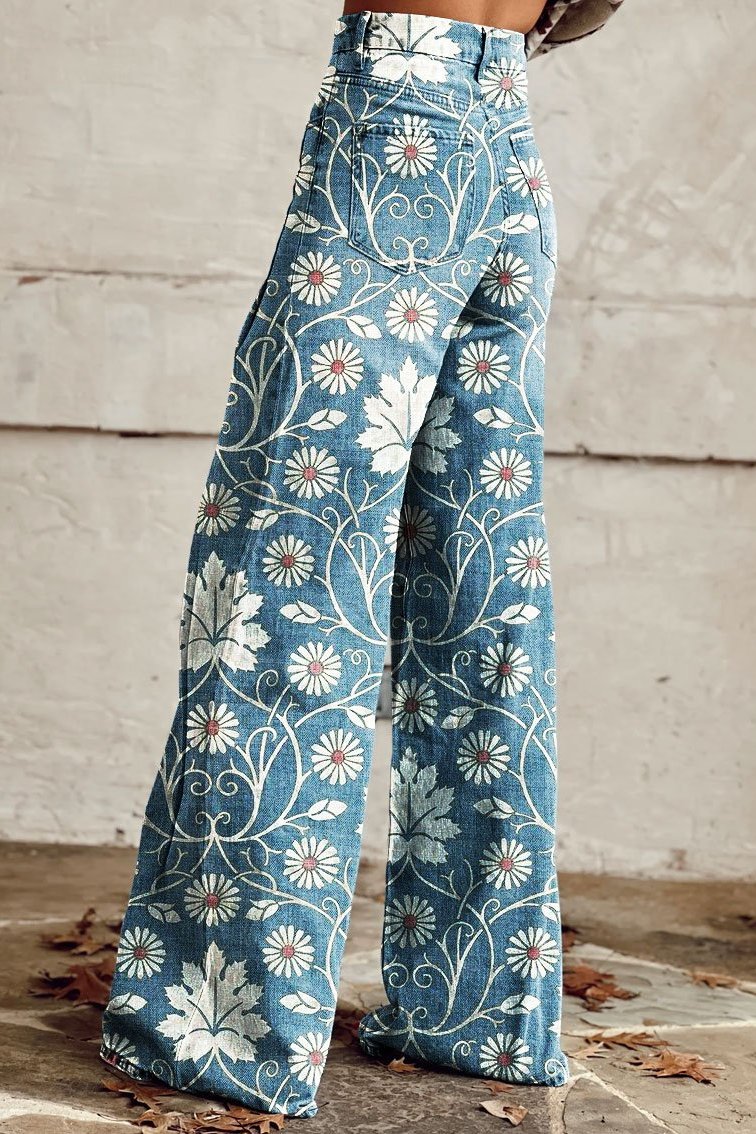 Margherita | Elegant Boho Pants with Floral Print