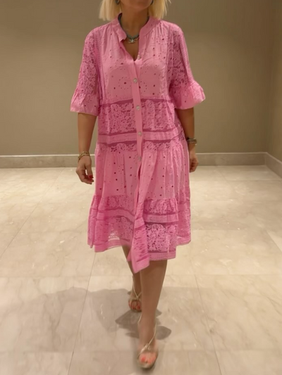 Selina™ | Embroided Dress with Button Closure