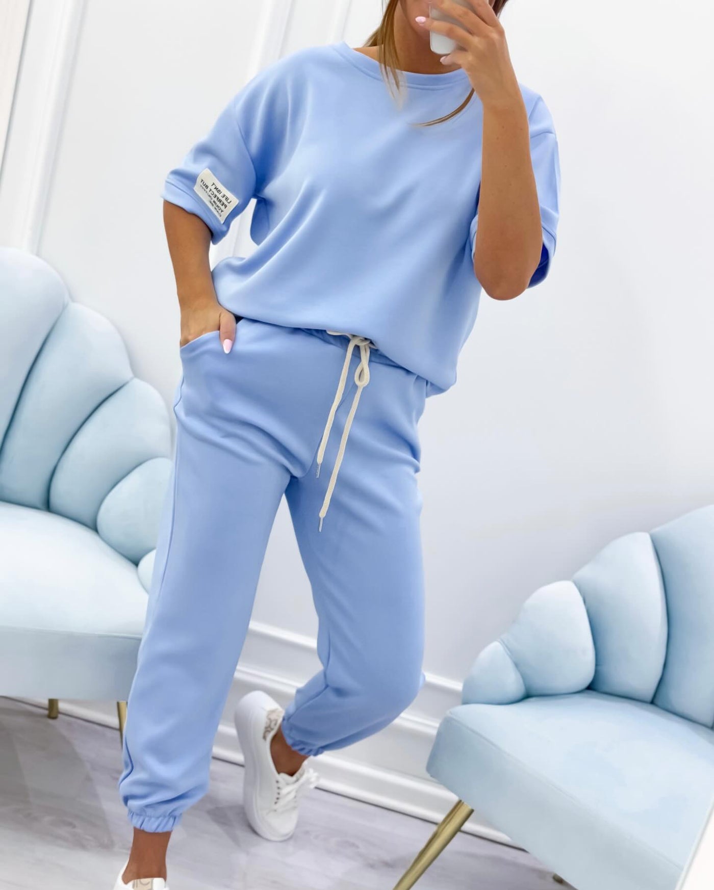 Faya™ | Casual Set with Solid Top & Pants