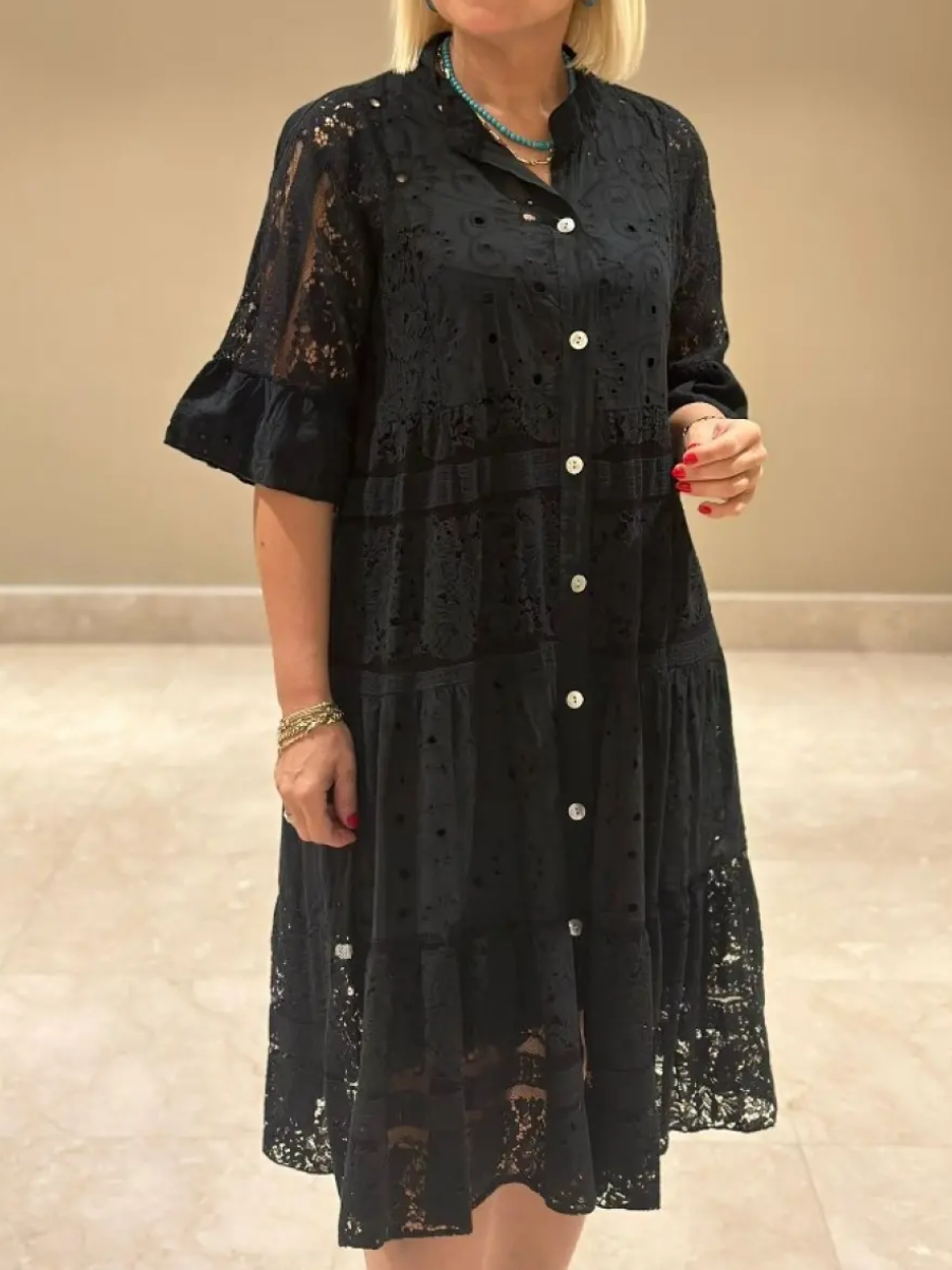 Selina™ | Embroided Dress with Button Closure
