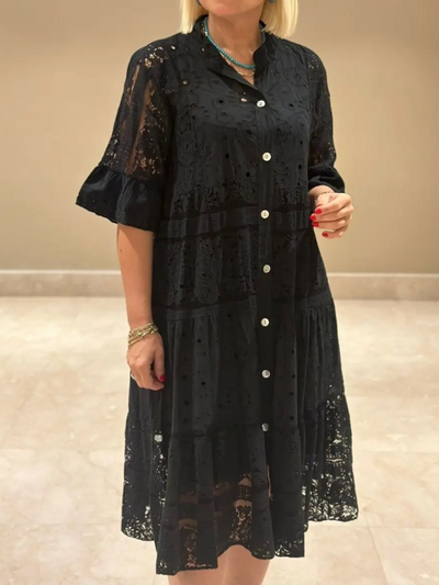 Selina™ | Embroided Dress with Button Closure