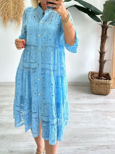 Selina™ | Embroided Dress with Button Closure