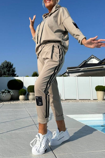 Payton™ | Drawstring Hoodie Top with Striped Pants