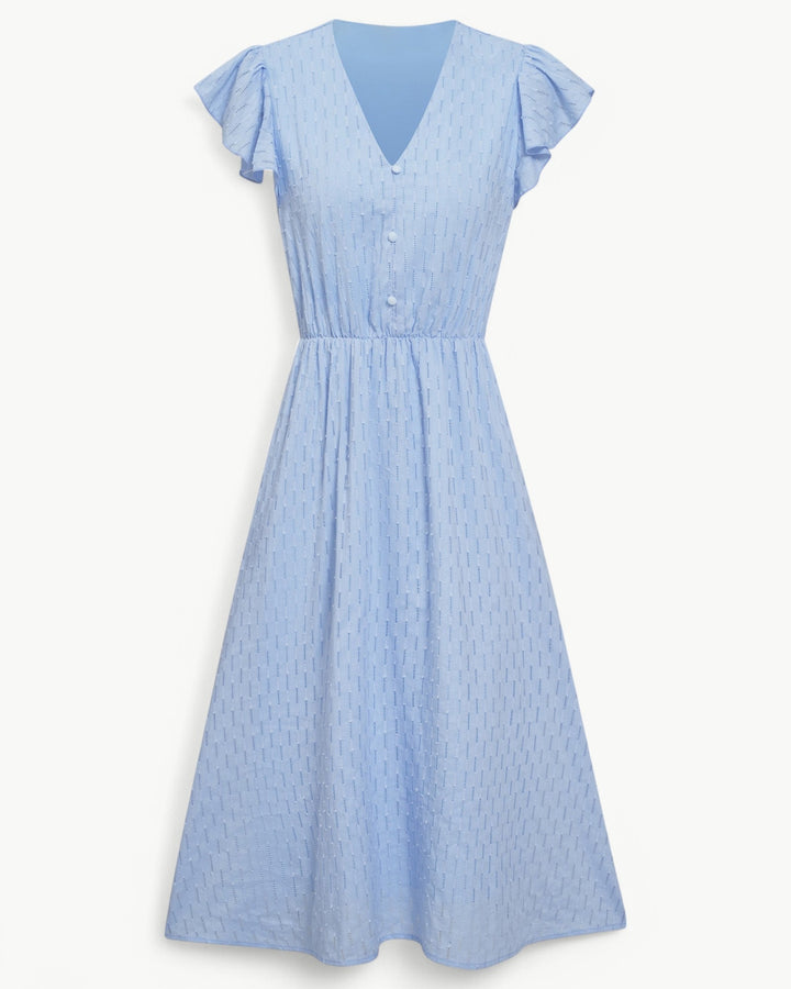 Lara™ | Dress with V-neck and Ruffled Sleeves