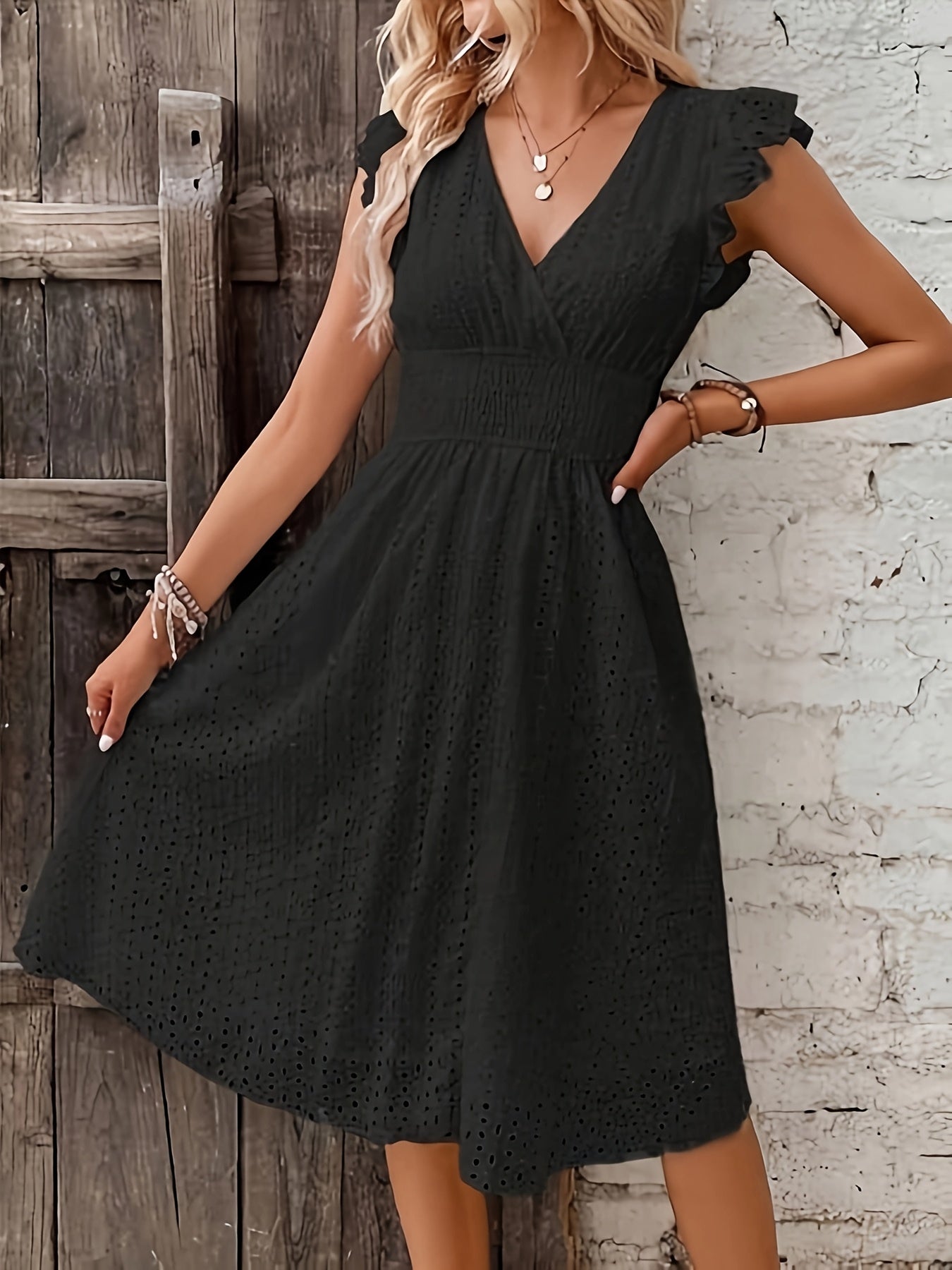 Audance™ | Elegant Wrap Dress with Gathered Waist
