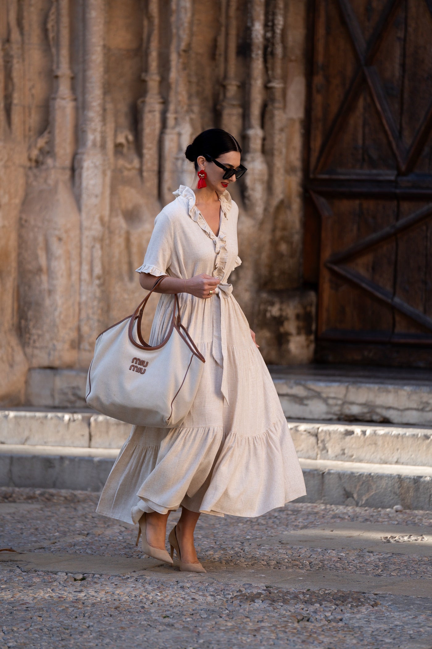 Igone™ | Loose Beige Linen Dress