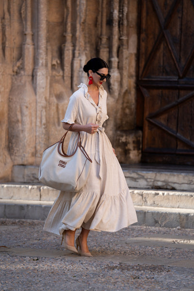 Igone™ | Loose Beige Linen Dress
