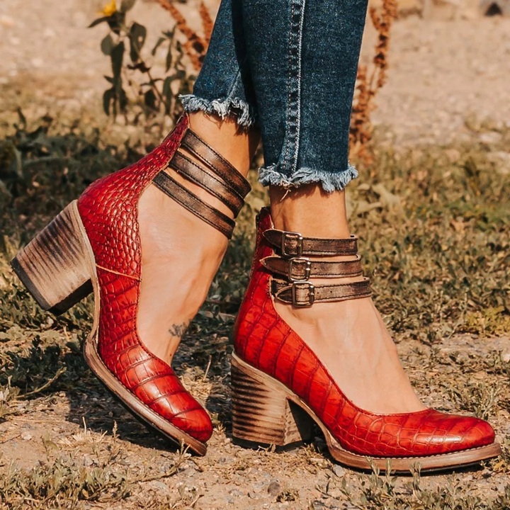 Ginevra™ | Multi-Strap Heels with Thick Heel