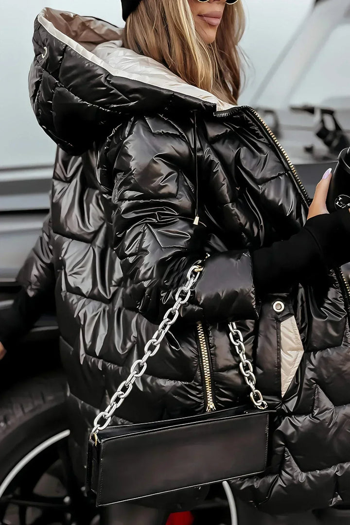 Lina™ | Long, Warm Quilted Jacket with a Generous Hood