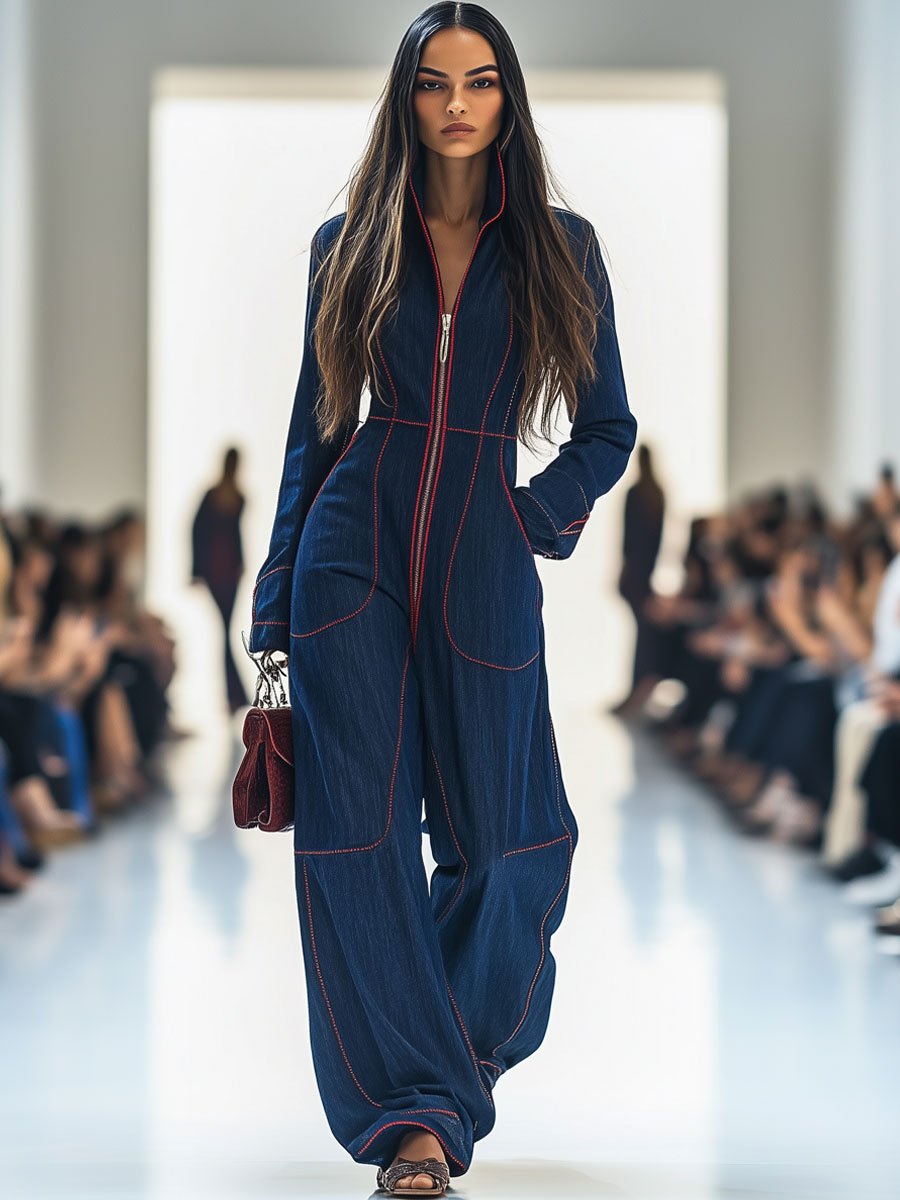 Urbanza™ | Casual Loose Retro Long Sleeve Jumpsuit