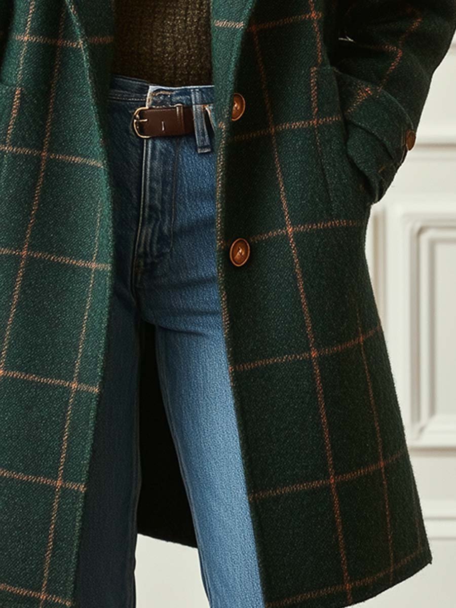 Valeria™ | Elegant Checked Wool Coat