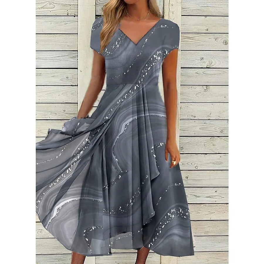 Naomi™ | Elegant V-Neck Midi Dress