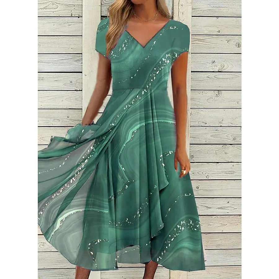 Naomi™ | Elegant V-Neck Midi Dress