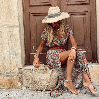 Sanne™ - Maxi Ibiza Dress - Including Belt
