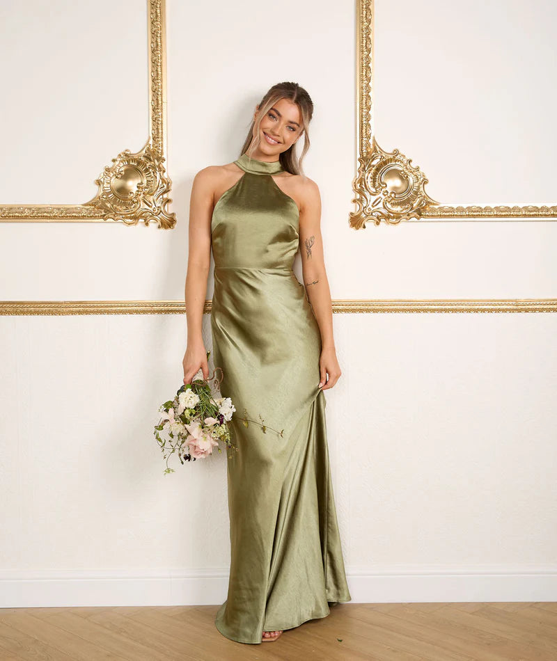 Gigi™ | Halter Neck Satin Bridesmaid Dress