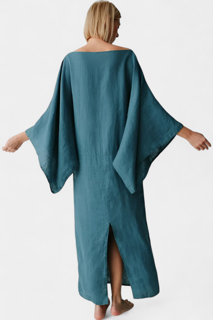 Kamilia Linen and Cotton Kimono Dress with Belt