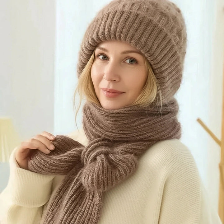 Fleece-Lined Windproof Hat & Scarf with Integrated Ear Protection