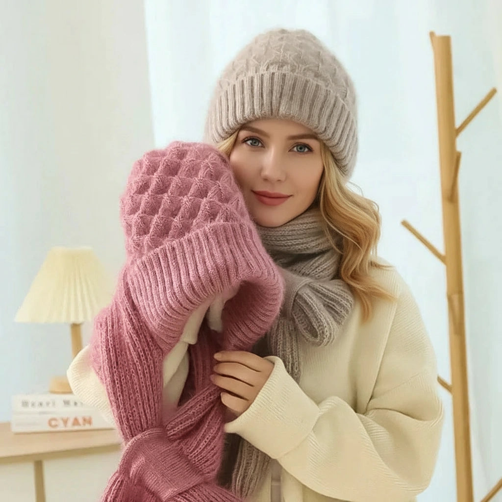 Fleece-Lined Windproof Hat & Scarf with Integrated Ear Protection