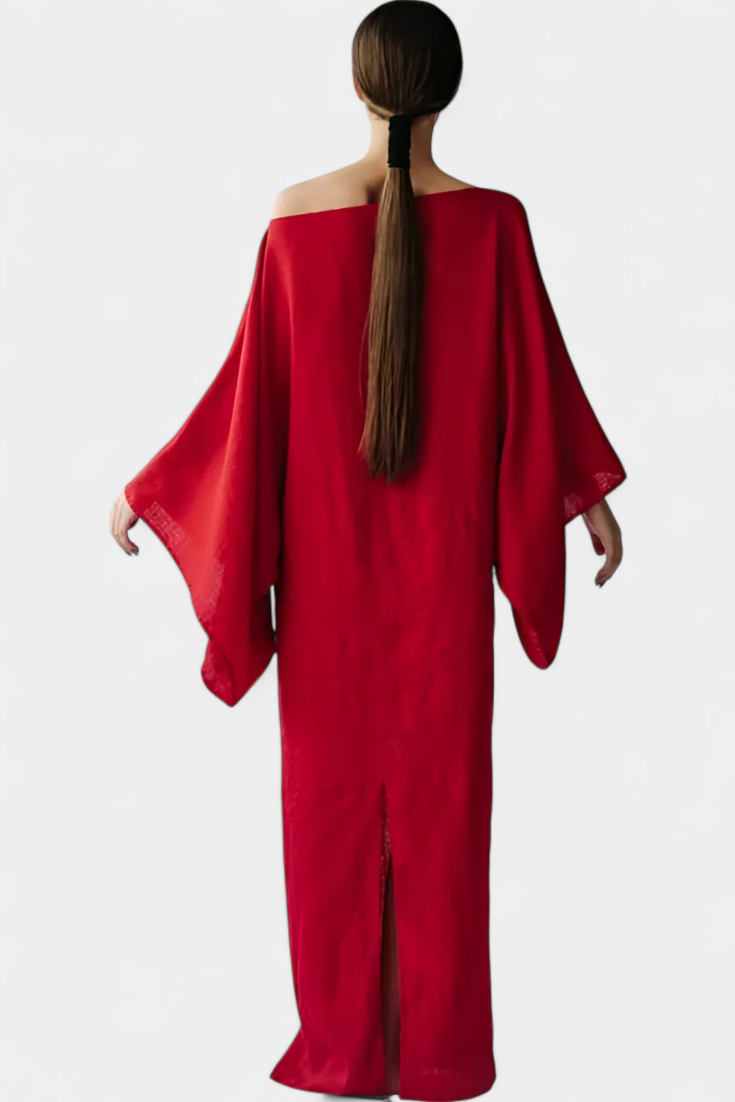 Kamilia Linen and Cotton Kimono Dress with Belt