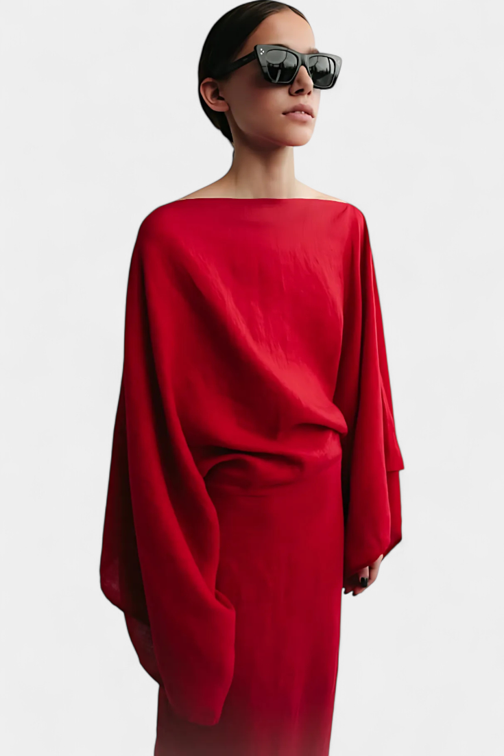 Kamilia Linen and Cotton Kimono Dress with Belt