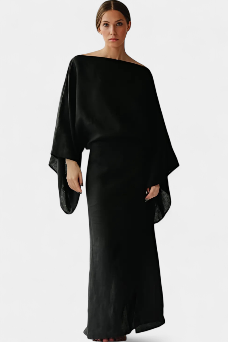 Kamilia Linen and Cotton Kimono Dress with Belt