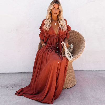 Julie™ - Red Long Beach Dress