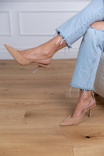 Marlena™ | Nude Slingback Heels with Thin Heel