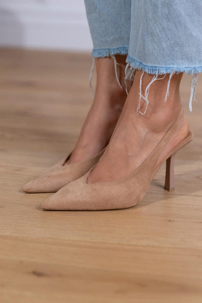 Marlena™ | Nude Slingback Heels with Thin Heel